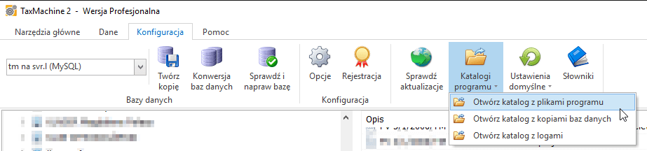 otwieranie katalogu roboczego