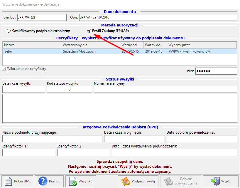 podpisywanie jpk profilem zaufanym 2 1
