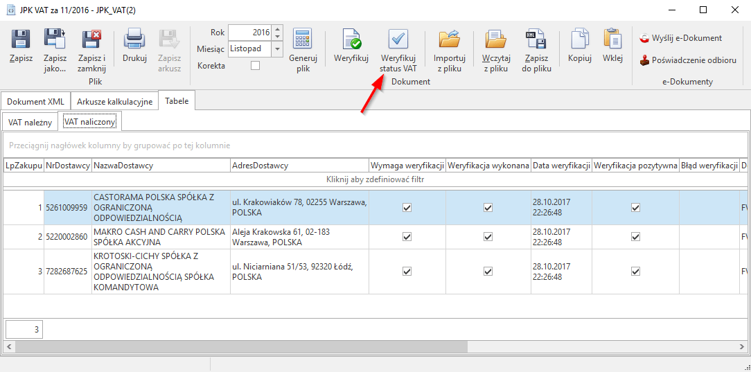 jpk weryfikacja statusu vat