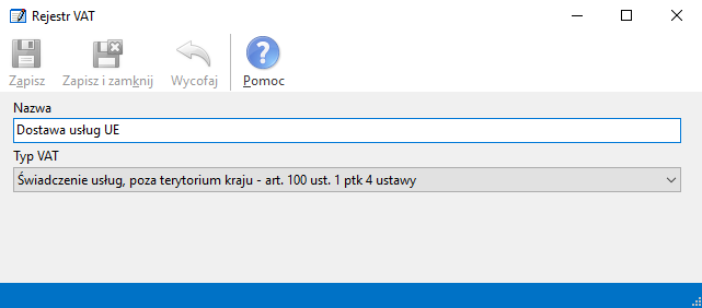 rejestr vat dostawa uslug ue