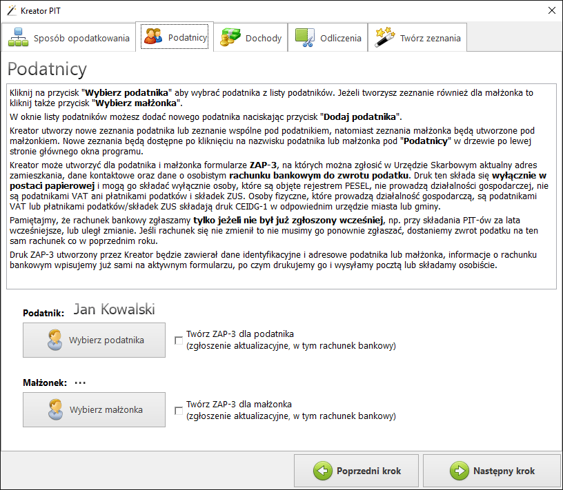 Wybór podatników do zeznania