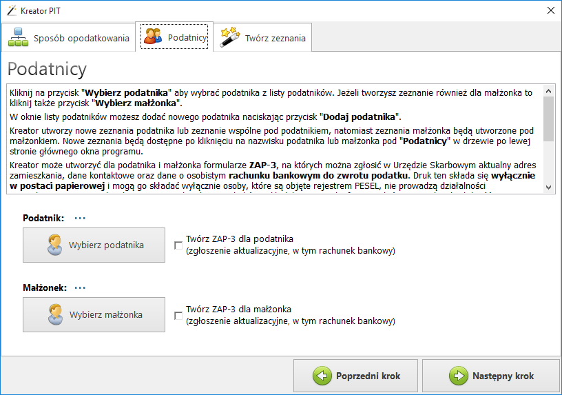 Wybór podatnika z listy