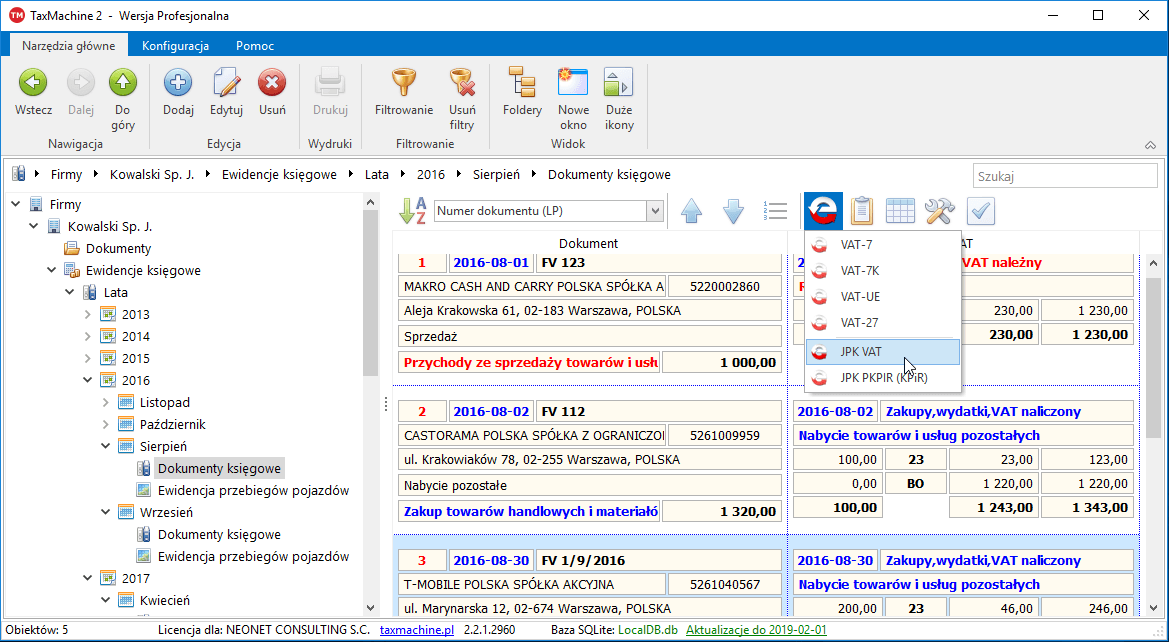 jpk dodaj dokumenty ksiegowe