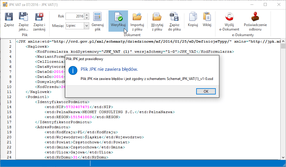 jpk weryfikacja 2