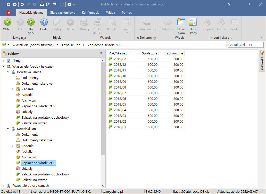 Zapłacone składki ZUS